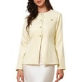 thumbnail image 1 of DARING DIVA Women's Collarless Long Sleeve Business Jacket Office Suit XS Beige, 1 of 6