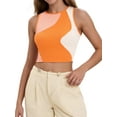 thumbnail image 1 of DARING DIVA Women's Color Block Ribbed Sleeveless Crop Tank Tops L Orange, 1 of 7