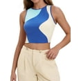 thumbnail image 1 of DARING DIVA Women's Color Block Ribbed Sleeveless Crop Tank Tops S Blue, 1 of 7