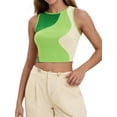 thumbnail image 1 of DARING DIVA Women's Color Block Ribbed Sleeveless Crop Tank Tops S Green, 1 of 7