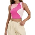 thumbnail image 1 of DARING DIVA Women's Color Block Ribbed Sleeveless Crop Tank Tops XL Pink, 1 of 7