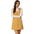 thumbnail image 1 of DARING DIVA Women's Corduroy Button Down Pinafore Overall Dress L Dark Yellow, 1 of 6