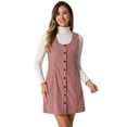 thumbnail image 1 of DARING DIVA Women's Corduroy Button Down Pinafore Overall Dress S Pink, 1 of 6
