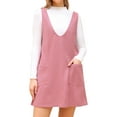 thumbnail image 1 of DARING DIVA Women's Corduroy Deep V Neck Casual Mini Pinafore Dresses L Pink, 1 of 6