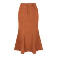 thumbnail image 1 of DARING DIVA Women's Corduroy High Waist Midi Mermaid Skirt with Pockets Large Caramel, 1 of 6