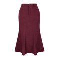 thumbnail image 1 of DARING DIVA Women's Corduroy High Waist Midi Mermaid Skirt with Pockets Large Wine Red, 1 of 6