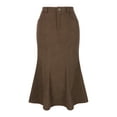 thumbnail image 1 of DARING DIVA Women's Corduroy High Waist Midi Mermaid Skirt with Pockets XL Brown, 1 of 7