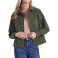 thumbnail image 1 of DARING DIVA Women's Corduroy Long Sleeve Button Down Shacket Jacket L Army Green, 1 of 6