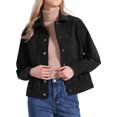 thumbnail image 1 of DARING DIVA Women's Corduroy Long Sleeve Button Down Shacket Jacket S Black, 1 of 6