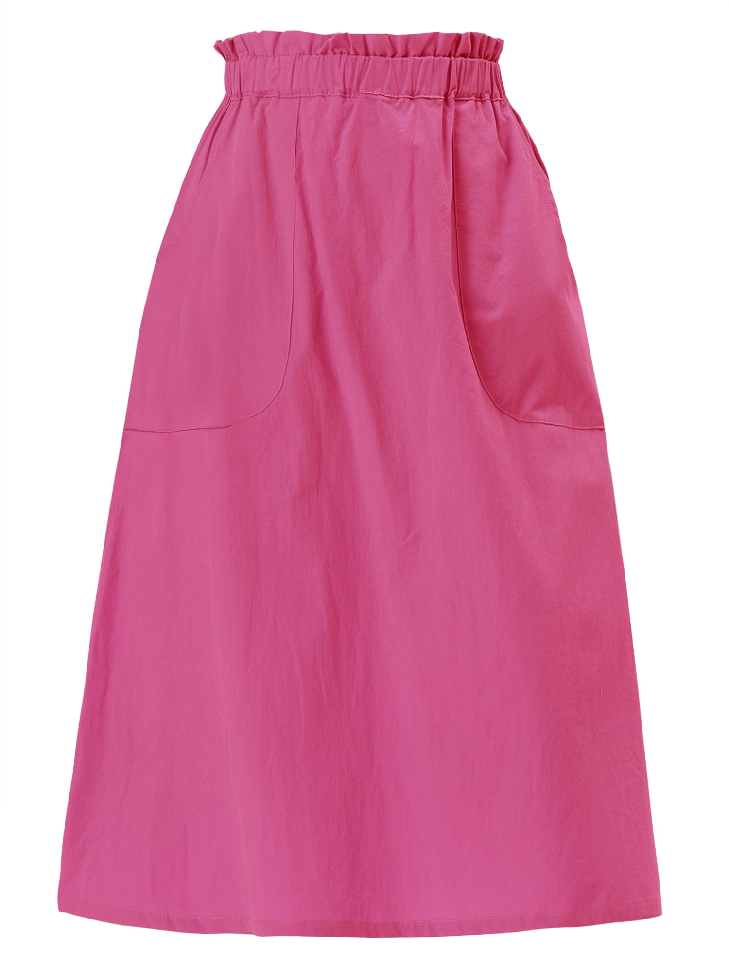 DARING DIVA Women's Cotton A-Line Midi Skirt with Pockets XL Hot Pink
