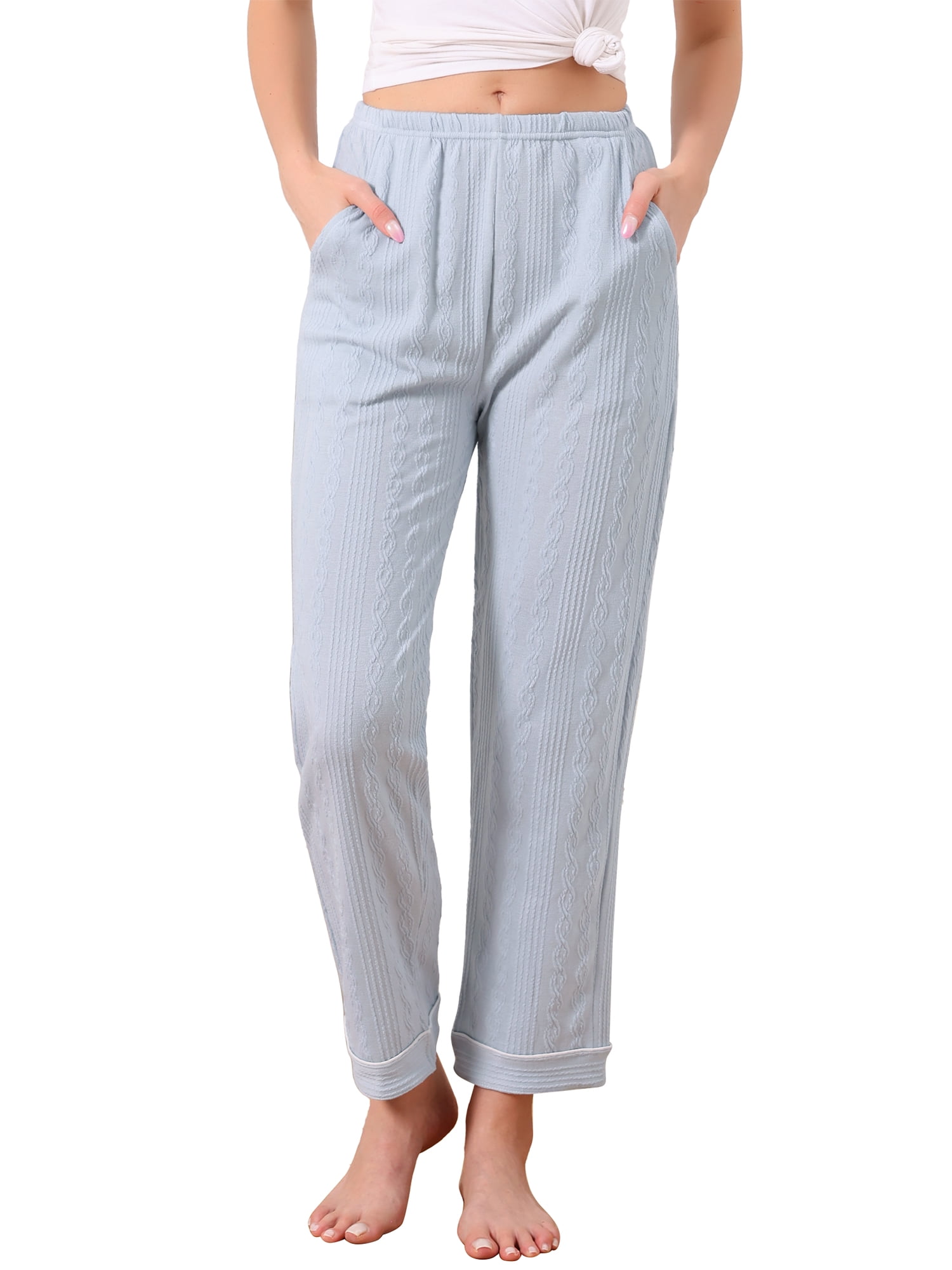 DARING DIVA Women's Cotton Knit Ribbed Elastic Waist Loungewear XS Blue