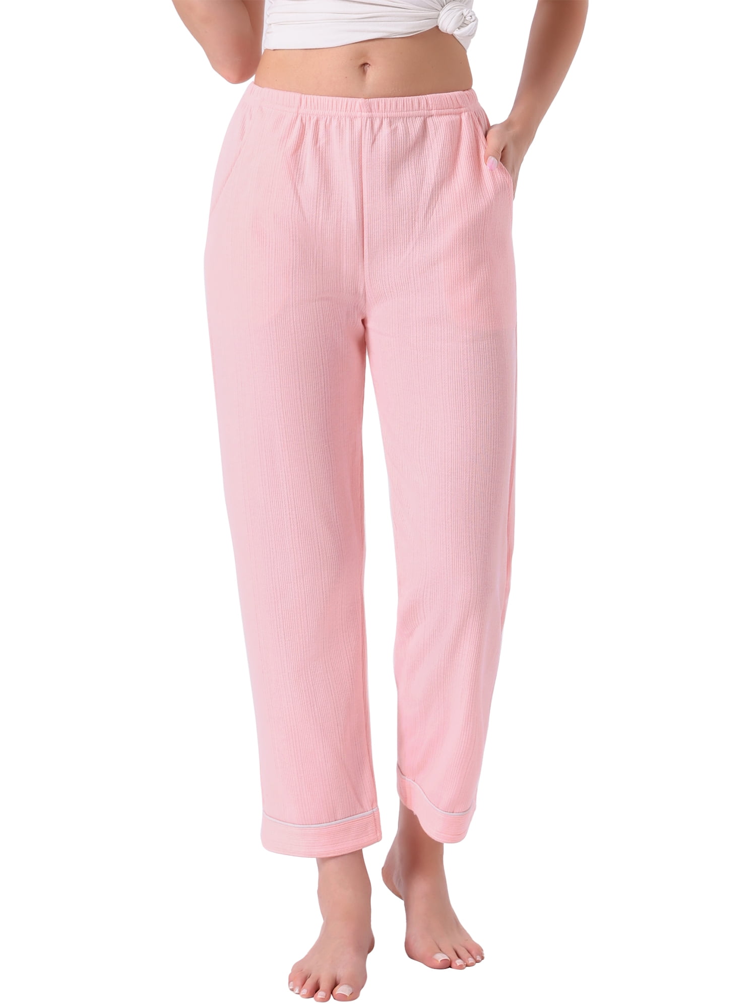 DARING DIVA Women's Cotton Knit Ribbed Elastic Waist Loungewear XS Pink