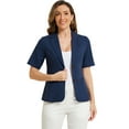 thumbnail image 1 of DARING DIVA Women's Cotton Linen Short Sleeve Blazer for Work Office L Dark Blue, 1 of 5