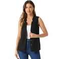 thumbnail image 1 of DARING DIVA Women's Cotton Linen V Neck Button Down Jacket Vest XS Black, 1 of 6