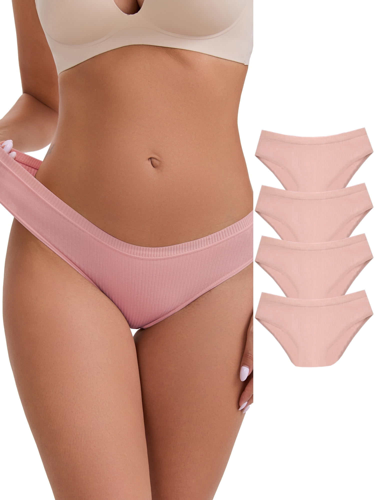 DARING DIVA Women's Cotton Underwear Basic Briefs 5Pcs M Pink