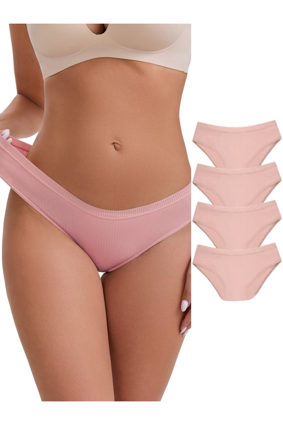 Women's Cotton Underwear Basic Briefs 5Pcs M Pink