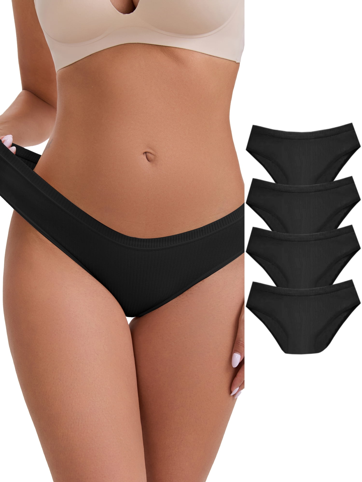 DARING DIVA Women's Cotton Underwear Basic Briefs 5Pcs S Black