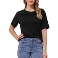 thumbnail image 1 of DARING DIVA Women's Cowl Neck Short Sleeve Casual Stretchy Blouse S Black, 1 of 6