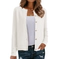 thumbnail image 1 of DARING DIVA Women's Crew Neck Long Sleeve Open Front Button Down Cardigan S Apricot, 1 of 6