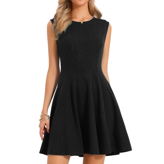 DARING DIVA Women's Crew Neck Sleeveless Ribbed Knit Mini Dress XS Black