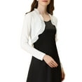 thumbnail image 1 of DARING DIVA Women's Crop Cardigan Knit Open Front Bolero Shrug XS White, 1 of 6