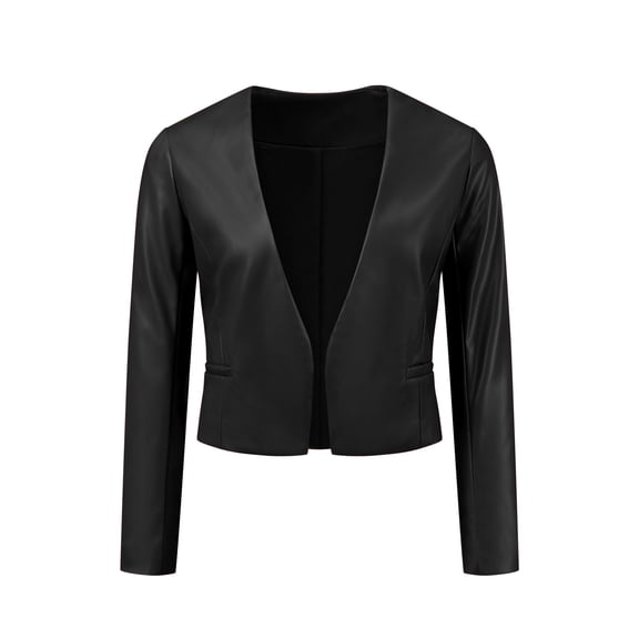 DARING DIVA Women's Crop Collarless PU Moto Biker Jackets XS Black