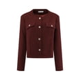thumbnail image 1 of DARING DIVA Women's Cropped Blazer Button Front in Tweed Fabric XL Wine Red, 1 of 6