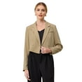 thumbnail image 1 of DARING DIVA Women's Cropped Blazers Double Breasted Work Suit Jacket S Khaki, 1 of 6