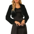 thumbnail image 1 of DARING DIVA Women's Cropped Open Front Faux Fur Short Shrug Jacket M Black, 1 of 6