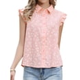 thumbnail image 1 of DARING DIVA Women's Cute Floral Tops Ruffle Cap Sleeve Button Down Dressy Shirts XS Pink, 1 of 6