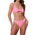thumbnail image 1 of DARING DIVA Women's Cutout Racerback Ribbed Bikini Set Medium Pink, 1 of 6