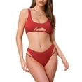 thumbnail image 1 of DARING DIVA Women's Cutout Racerback Ribbed Bikini Set Small Red, 1 of 6