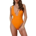 thumbnail image 1 of DARING DIVA Women's Deep V Plunge Monokini Backless Bikini Set X-Large Orange, 1 of 6