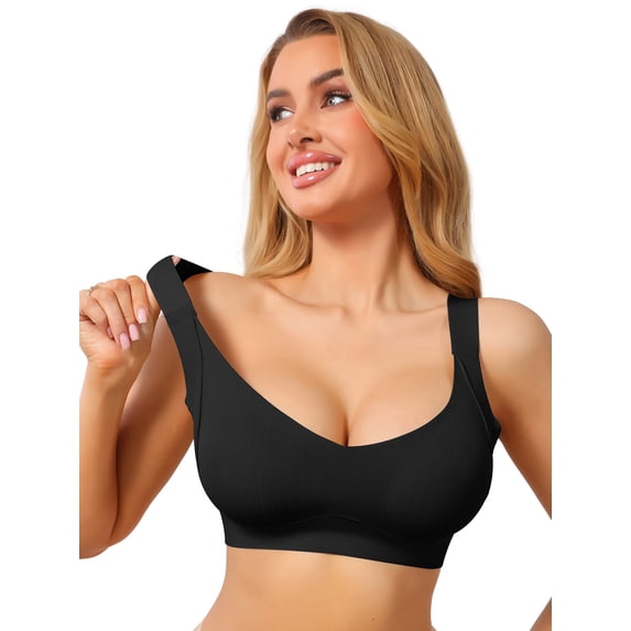 DARING DIVA Women's Deep V Seamless Wireless Minimizer Full Coverage Bra 3XL Black