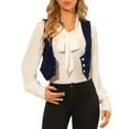 thumbnail image 1 of DARING DIVA Women's Denim Button Up Jean Crop Racerback Vest Jacket S Blue, 1 of 6