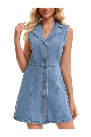 walmart blue jean dress Light Denim Dresses this easy style easily weekend-getaway A Line V Neck Filling:Vanilla Bean Butter Cream