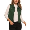 thumbnail image 1 of DARING DIVA Women's Denim Sleeveless Flap Pockets Vest Jacket 3XL Dark Green, 1 of 5