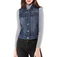 thumbnail image 1 of DARING DIVA Women's Denim Sleeveless Flap Pockets Vest Jacket L Blue, 1 of 6
