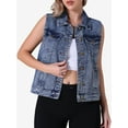 thumbnail image 1 of DARING DIVA Women's Denim Vest Button Down Sleeveless Jean Jacket 2XL Gray Blue, 1 of 7