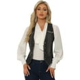 thumbnail image 1 of DARING DIVA Women's Denim Vest Washed Distressed Jean Jacket XL Black, 1 of 6