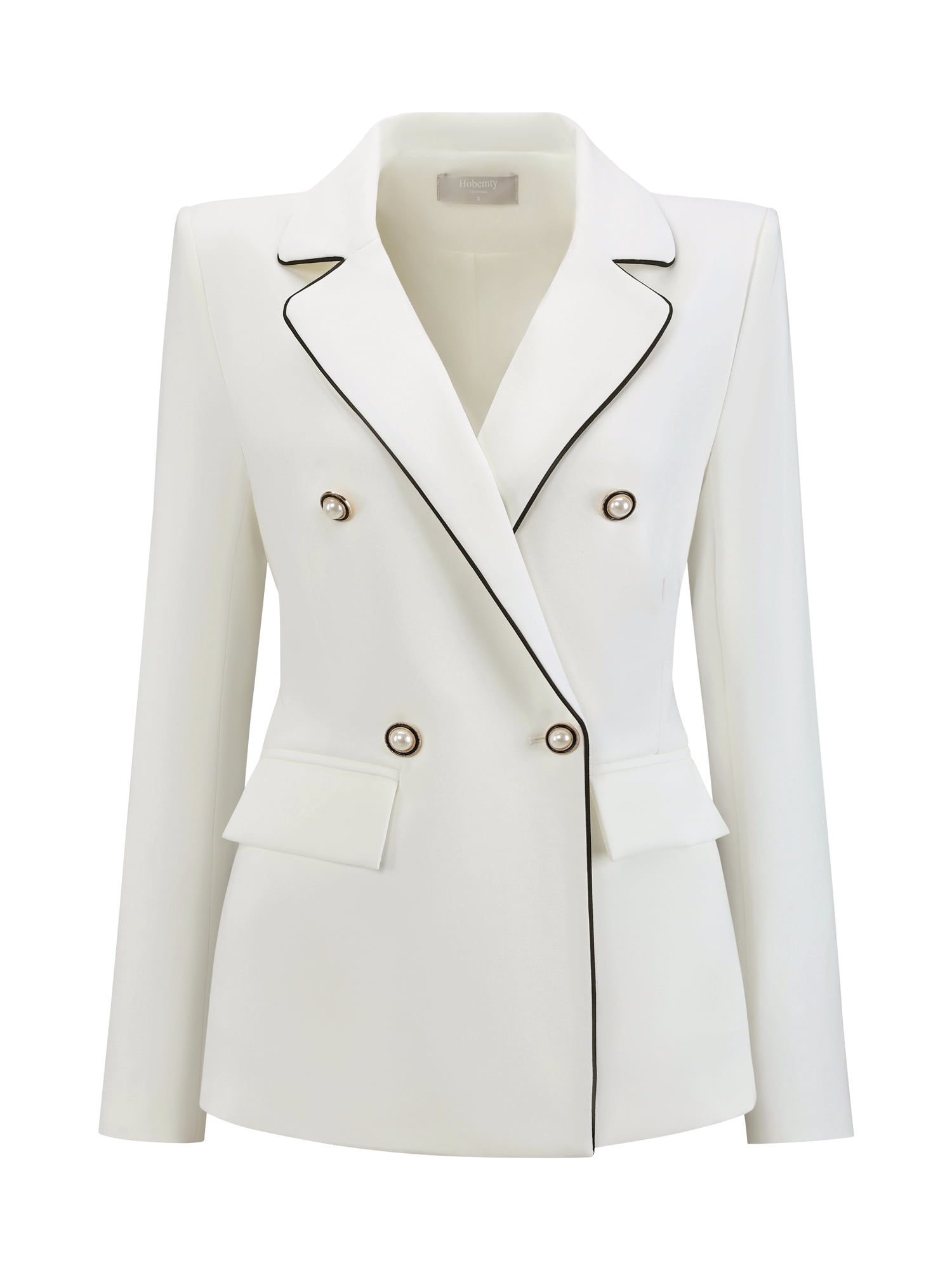 DARING DIVA Women's Double Breasted Blazer Business Suit Jacket M White