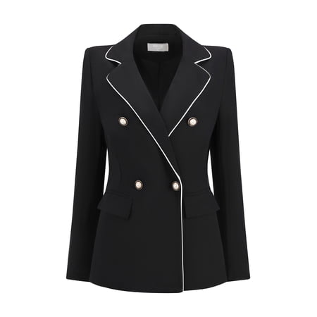 DARING DIVA Women's Double Breasted Blazer Business Suit Jacket S Black