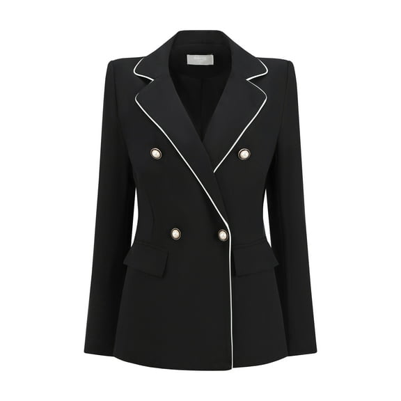 DARING DIVA Women's Double Breasted Blazer Business Suit Jacket S Black
