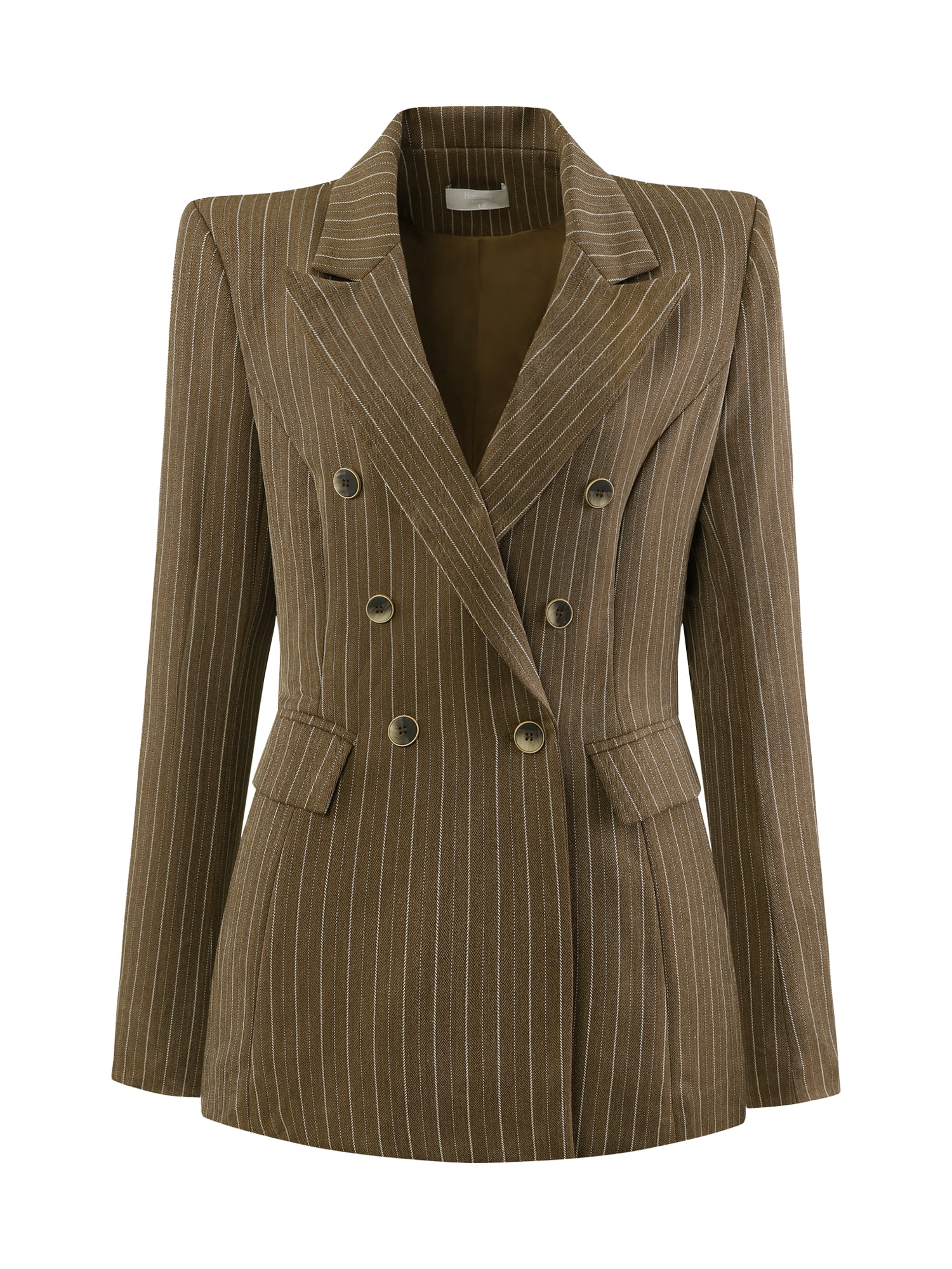 DARING DIVA Women's Double Breasted Vintage Pinstripe Striped Suit