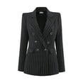 thumbnail image 1 of DARING DIVA Women's Double Breasted Blazer Pinstripe Striped Suit S Black, 1 of 6