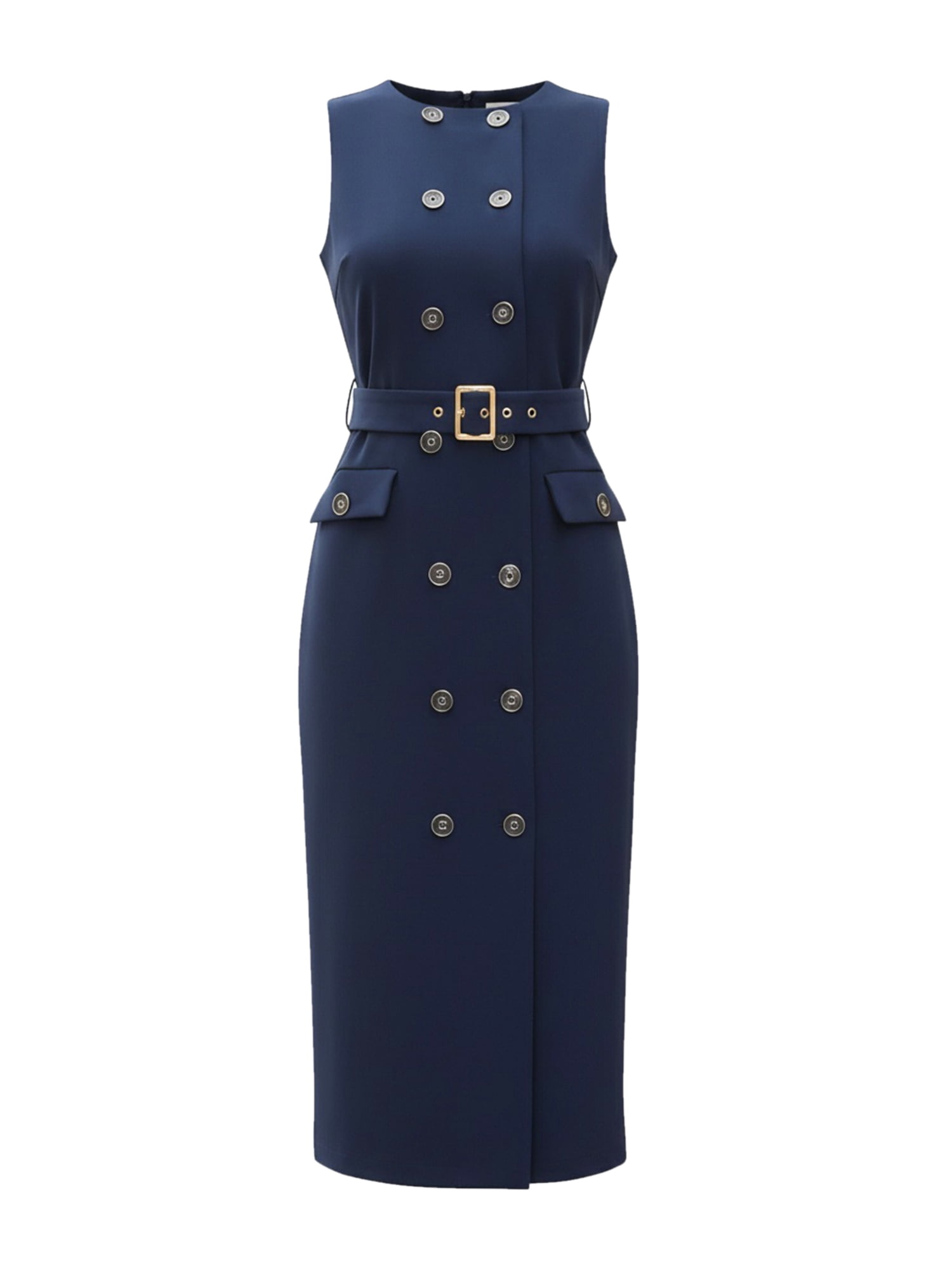 DARING DIVA Women's Double Breasted Dress Dressy Belted Pencil Dresses XS Dark Blue