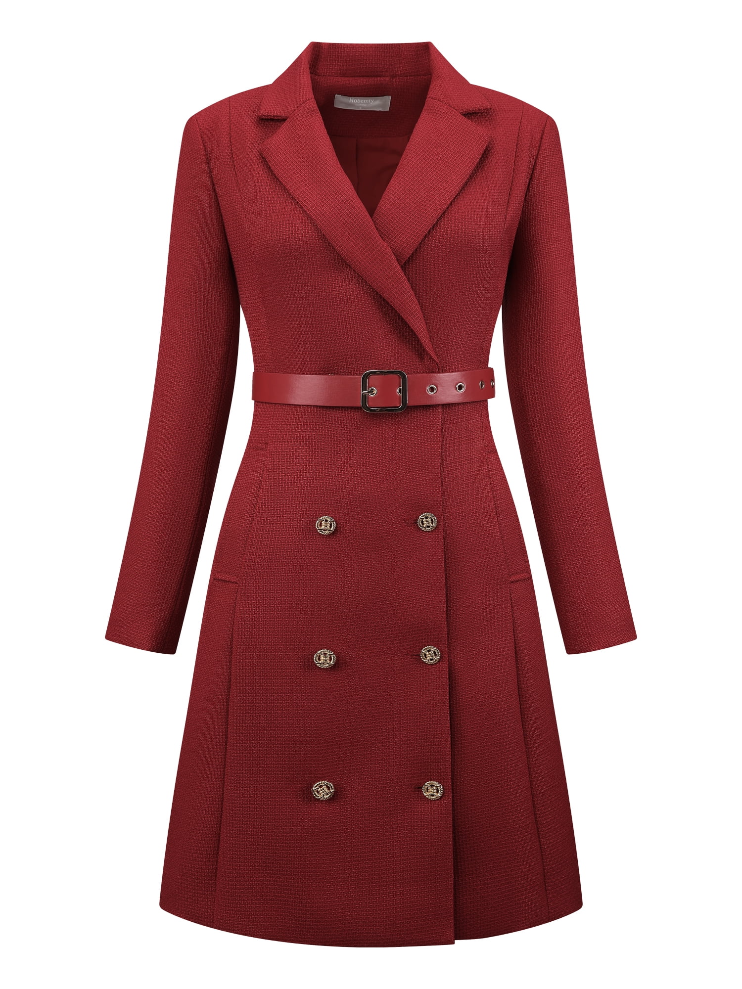 DARING DIVA Women's Double Breasted Long Sleeve Blazer Dress M Red