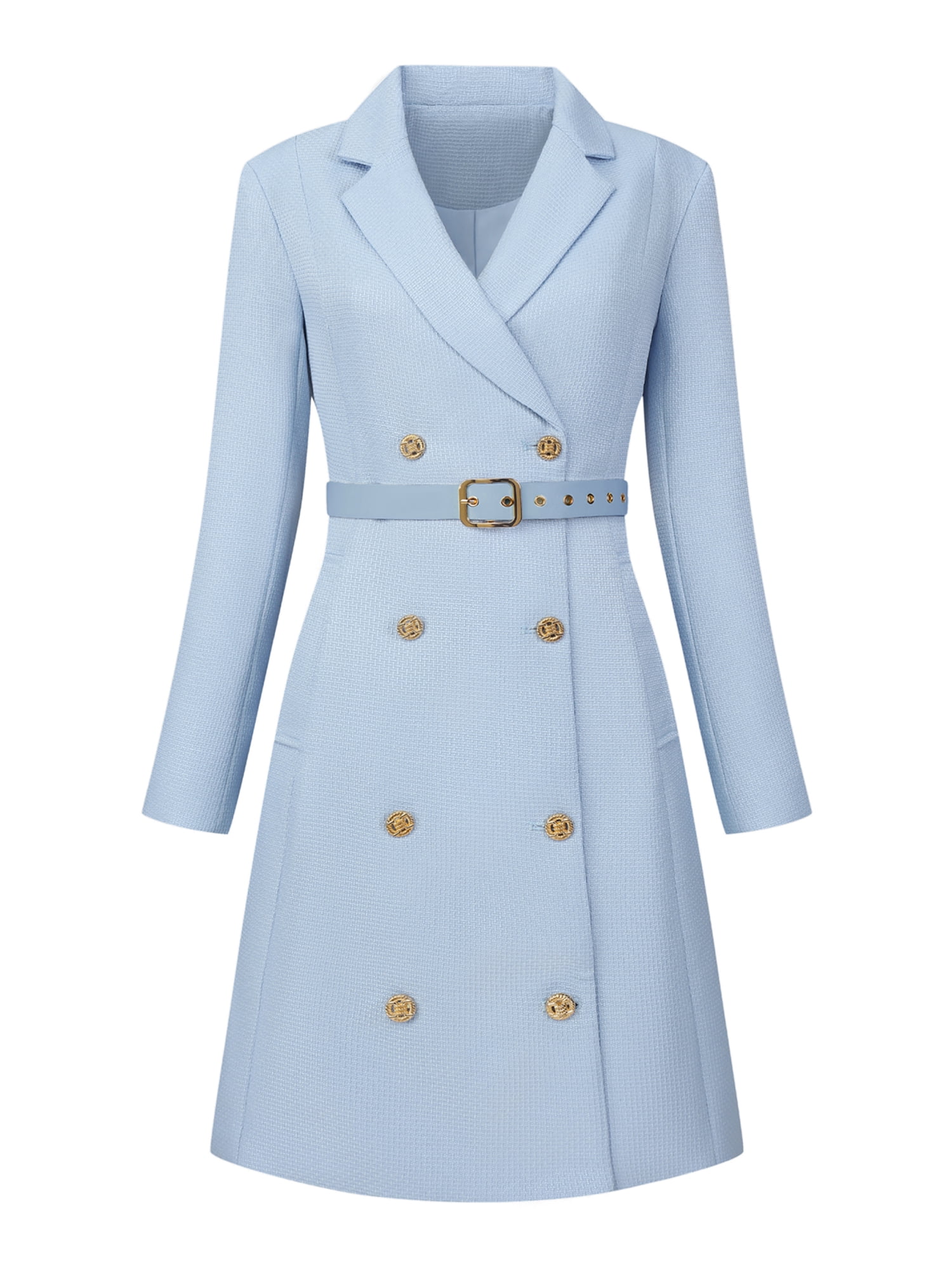 DARING DIVA Women's Double Breasted Long Sleeve Blazer Dress XL Sky Blue