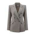 thumbnail image 1 of DARING DIVA Women's Double Breasted Vintage Pinstripe Striped Suit Blazer S Gray, 1 of 6
