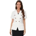 thumbnail image 1 of DARING DIVA Women's Double Breasted Work Office Short Sleeve Lapel Blazer M White, 1 of 6